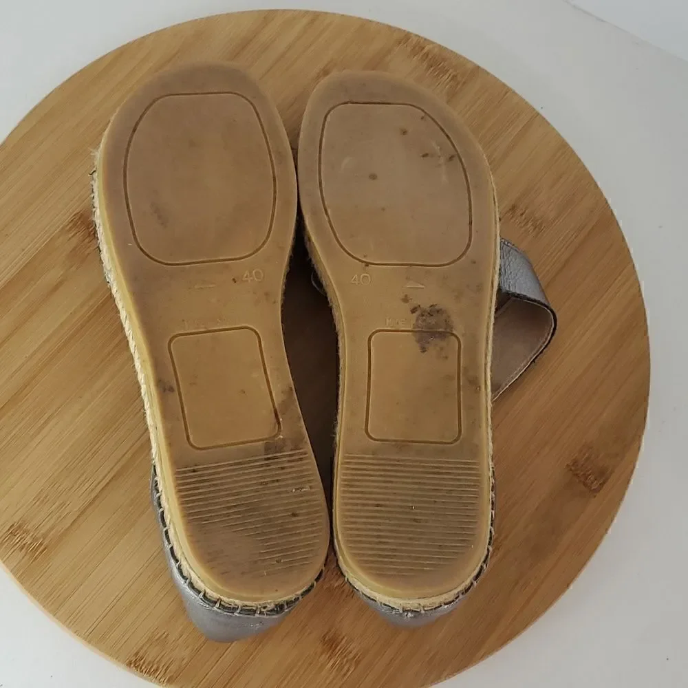 Laro Beach Metallic Pewter Espadrilles Women's Size 40